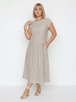 Платье с кантом песочное 